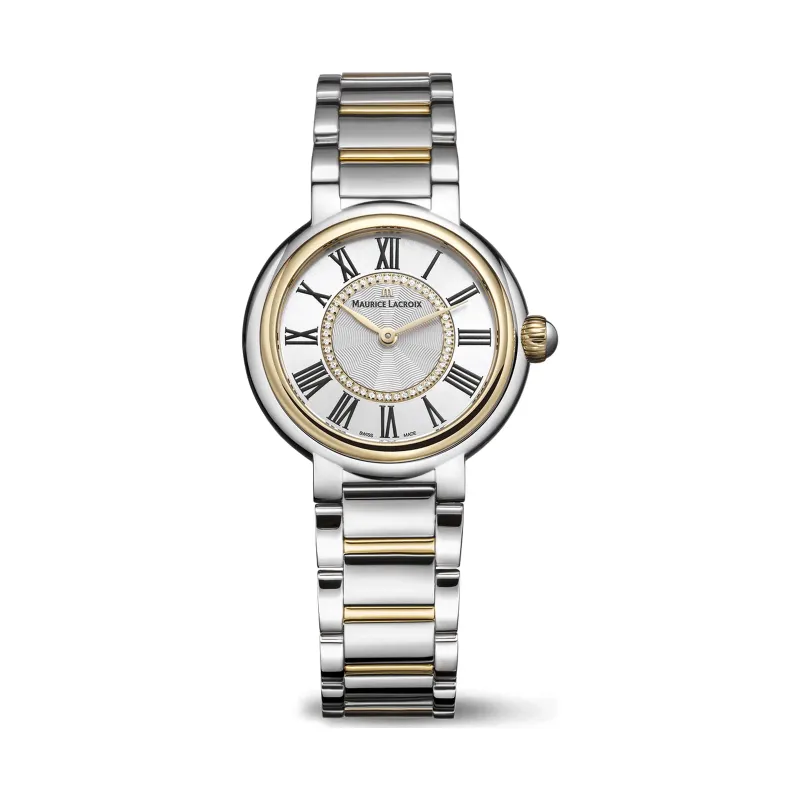 Maurice Lacroix Fiaba Round 33 mm Quarz bicolorem Edelstahlarmband Damenuhr FA1306-SSY13-110-1