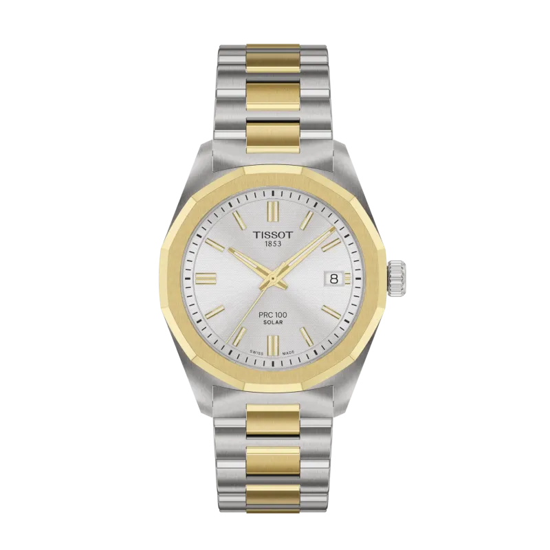 Tissot PRC 100 Solar 39mm, Bicolor,Edelstahlarmband Herrenuhr T151.422.22.031.00