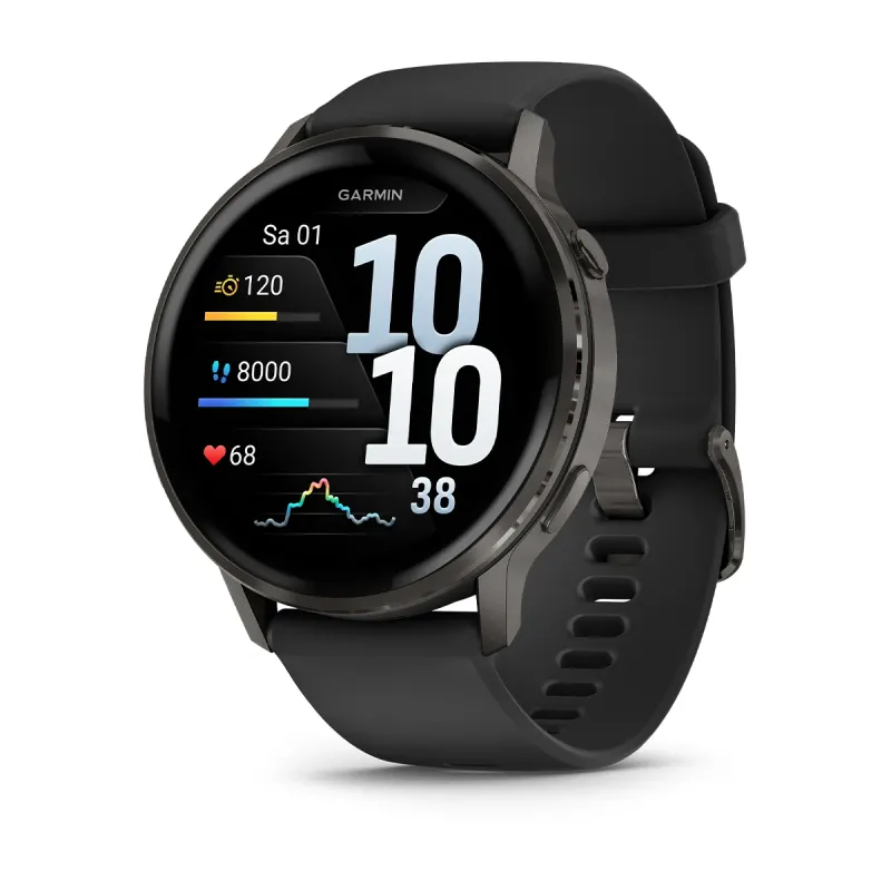 Garmin Venu® 4 - 45 mm Schwarz/Schiefergrau mit Schnellwechsel-Silikon-Armband 22 mm Unisexuhr 010-03014-00