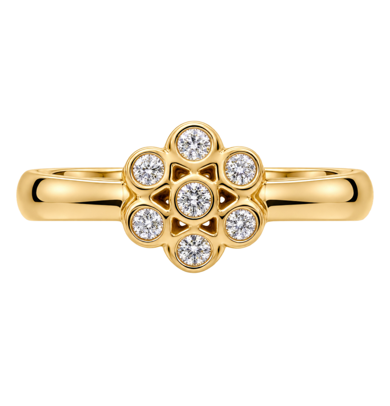 Melano Friends Blüten Ring Gr. 58, goldfarben mit Zirkonia