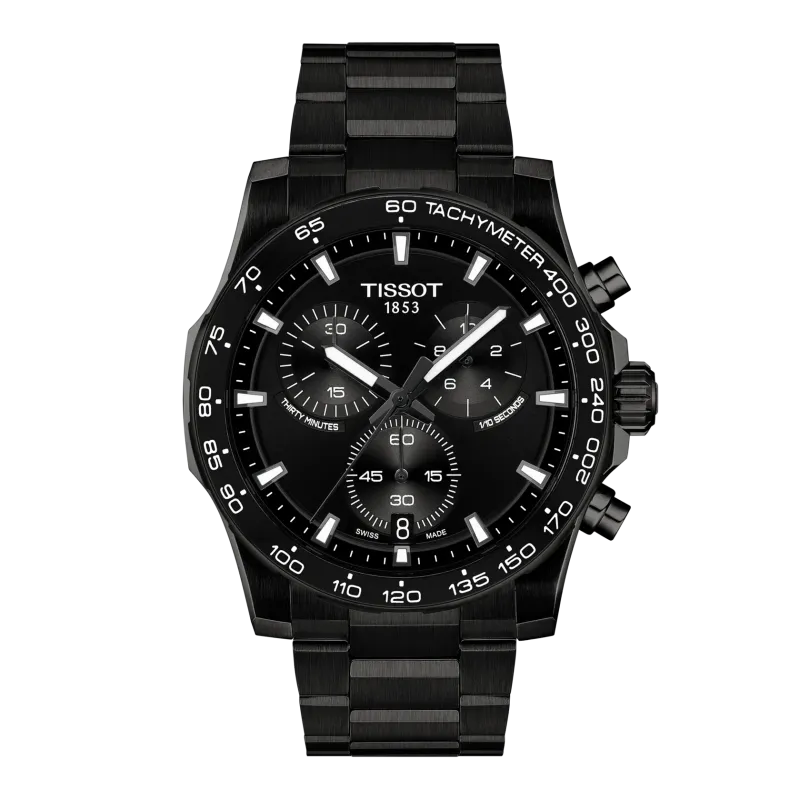 Tissot Supersport Chrono 42mm, Quarzwerk, Edelstahl, Butterfly-Faltschließe mit Drückern Herrenuhr T125.417.33.051.00