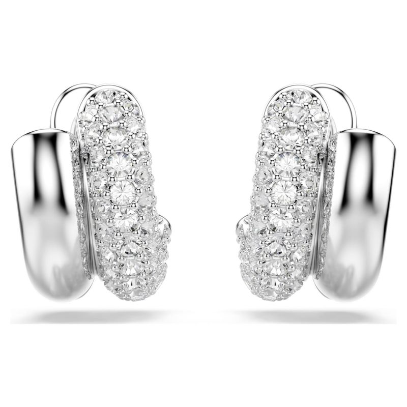 Swarovski  Dextera Kreolen Rundschliff, Mini, Weiß, Rhodiniert