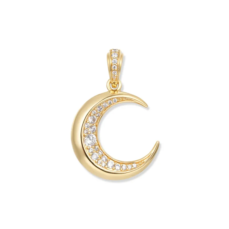 Seinerzeit Anhänger Muna Gold Mond Anhänger, Sichelmond aus 925 Sterling Silber, 18K vergoldet