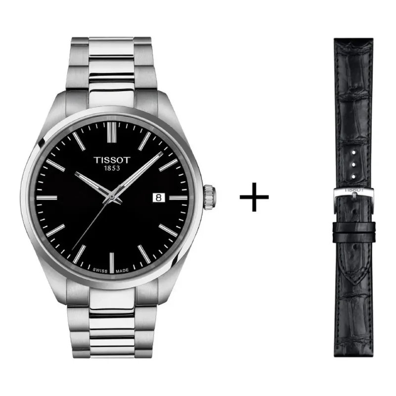 Tissot PR 100 Herrenuhr T150.410.11.051.00 Set mit schwarzem Lederband 