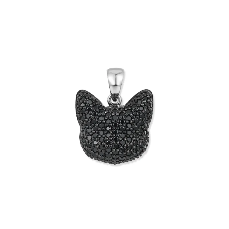 Seinerzeit Anhänger Kuro Katzen Anhänger 925 Sterling Silber, Schwarz
