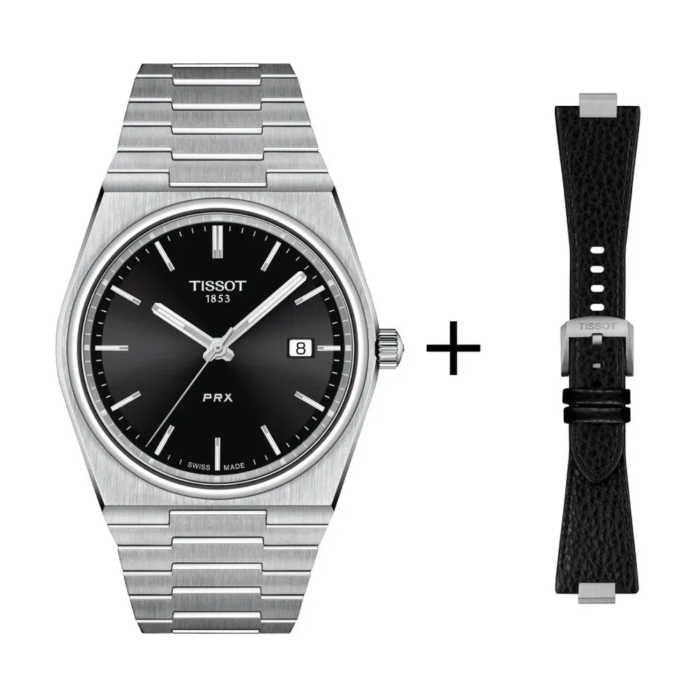 Tissot PRX Herrenuhr Quarz schwarz T137.410.11.051.00 Set mit schwarzen Lederband 
