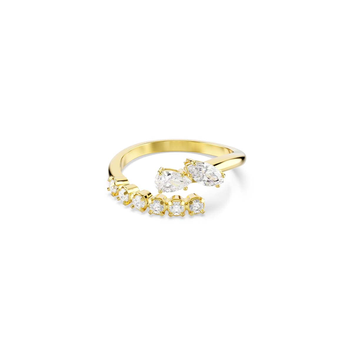 Swarovski Mesmera Offener Ring, Verschiedene Schliffe, Weiß, Goldlegiert, Größe 55