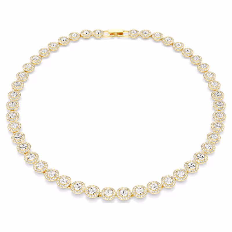 Swarovski Una Angelic Halskette Rundschliff, Weiß, 18k vergoldet