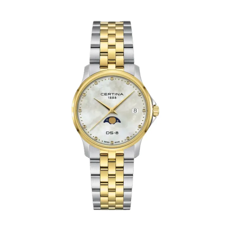 Certina DS-8 Moonphase Lady Quarz, Edelstahl, Perlmutt Damenuhr C045.223.22.111.00