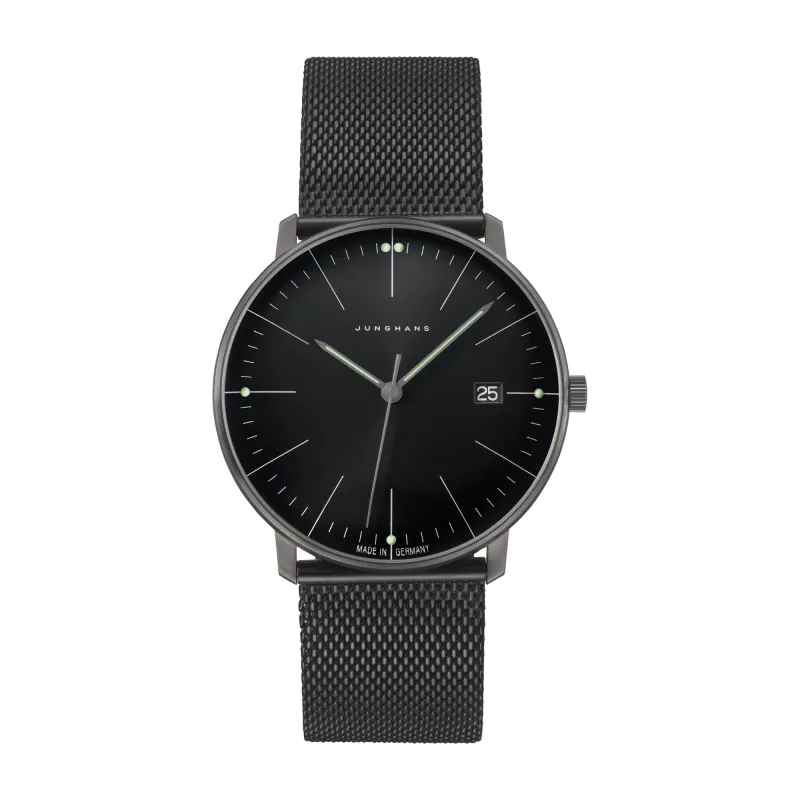 Junghans max bill Quarz schwarz PVD Milanaiseband Herrenuhr 41/4660.46