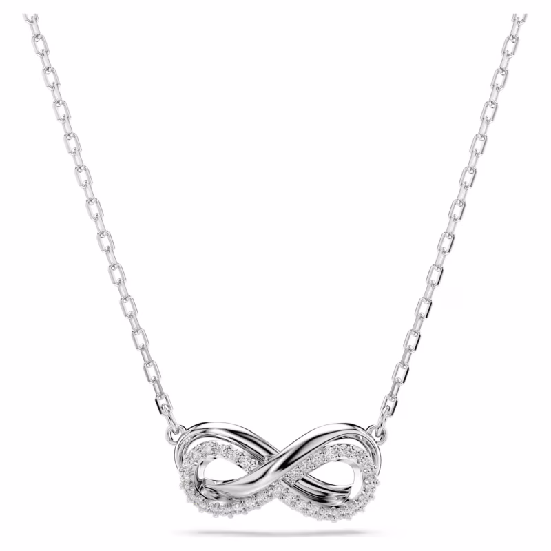 Swarovski  Hyperbola Kette Pavé, Unendlichkeit, Weiß, Rhodiniert