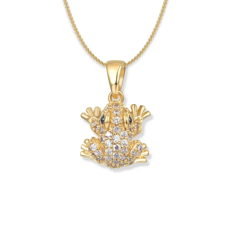 Seinerzeit Anhänger Lex Gold Frosch Halskette, Anhänger mit strahlend weißen Zirkonia