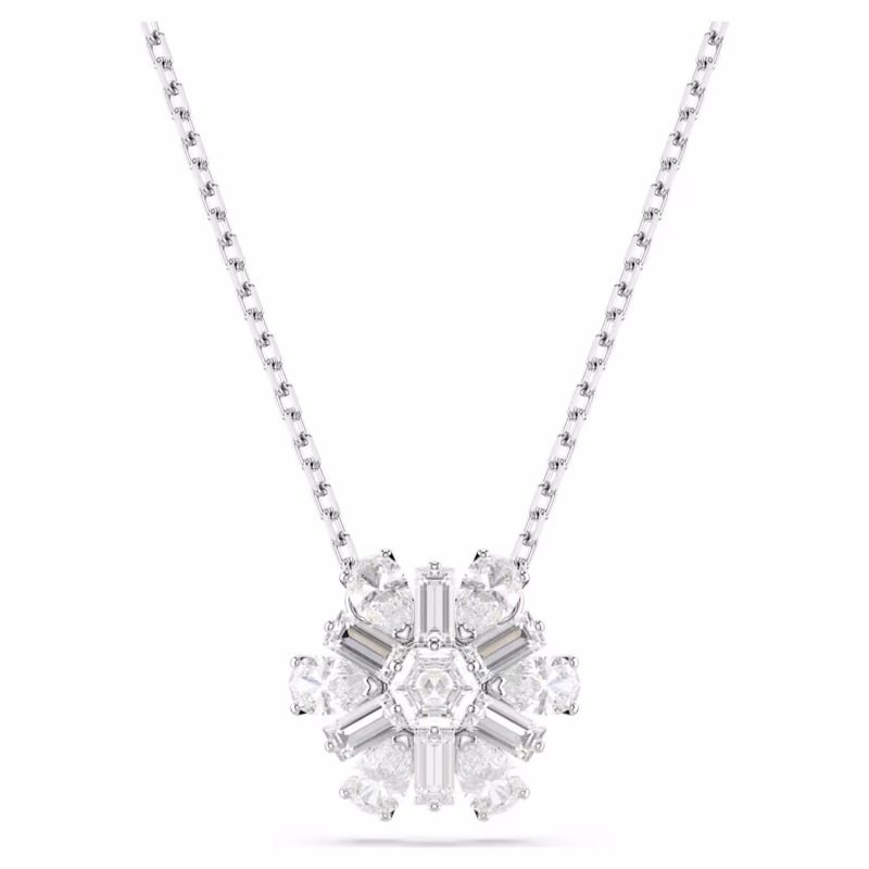 Swarovski  Idyllia Anhänger Verschiedene Schliffe, Schneeflocke, Weiß, Rhodiniert