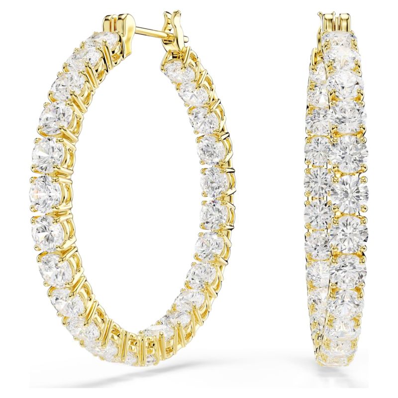 Swarovski  Matrix Kreolen Rundschliff, Weiß, Goldlegierungsschicht 5750620