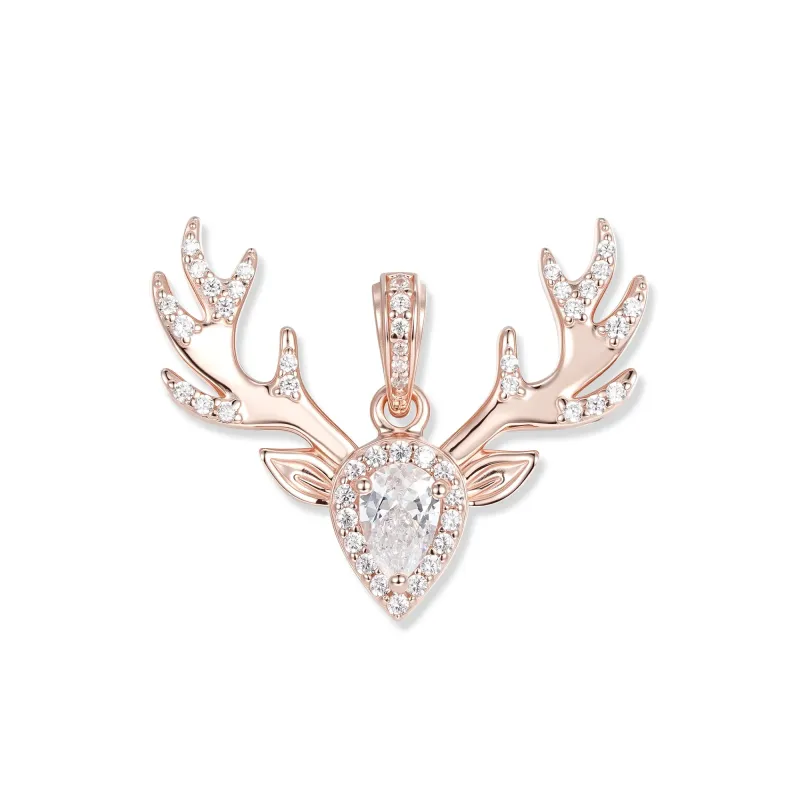 Seinerzeit Anhänger Ida Hirsch Anhänger 18K rosévergoldet, fantasievoller Hirschkopf 2,5 x 2 cm