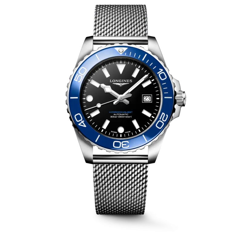 Longines Hydroconquest blau schwarz 42mm Herrenuhr L3.788.4.90.6