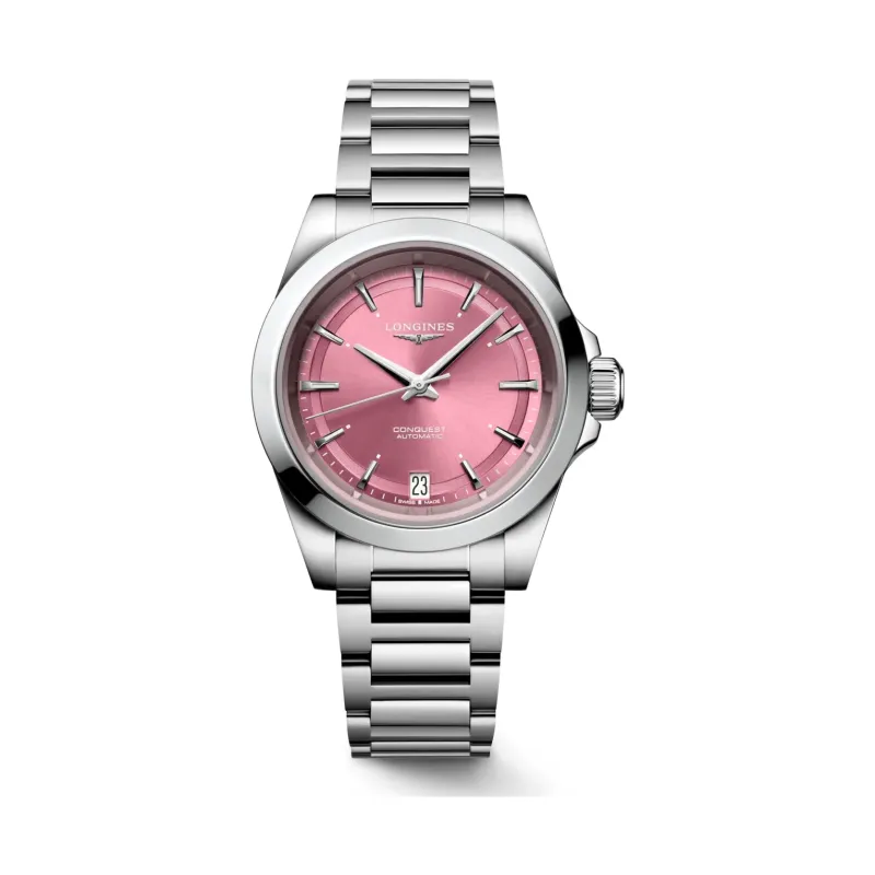 Longines Conquest Pink Edelstahlband 34 mm Damenuhr L3.430.4.99.6