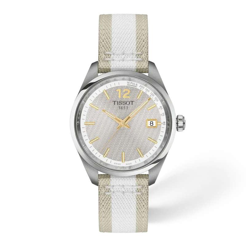 Tissot PR 100 34mm, Schweizer Quarzwerk,  Textilband Damenuhr T150.210.17.037.00