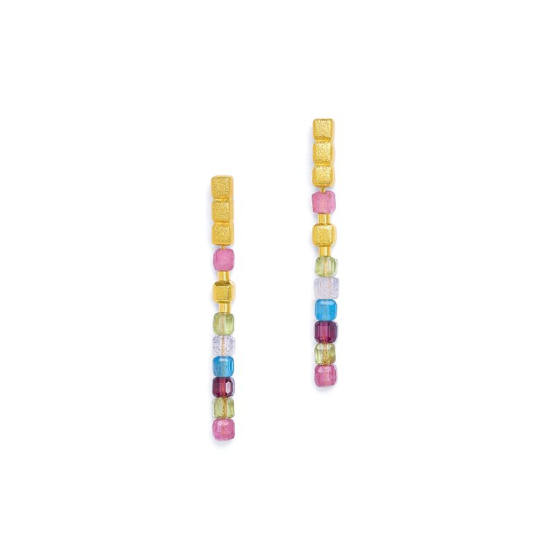 Bernd Wolf Ohrringe Cuseni Designlinie Cubes, Multicolor, 24-Karat-goldplattiert