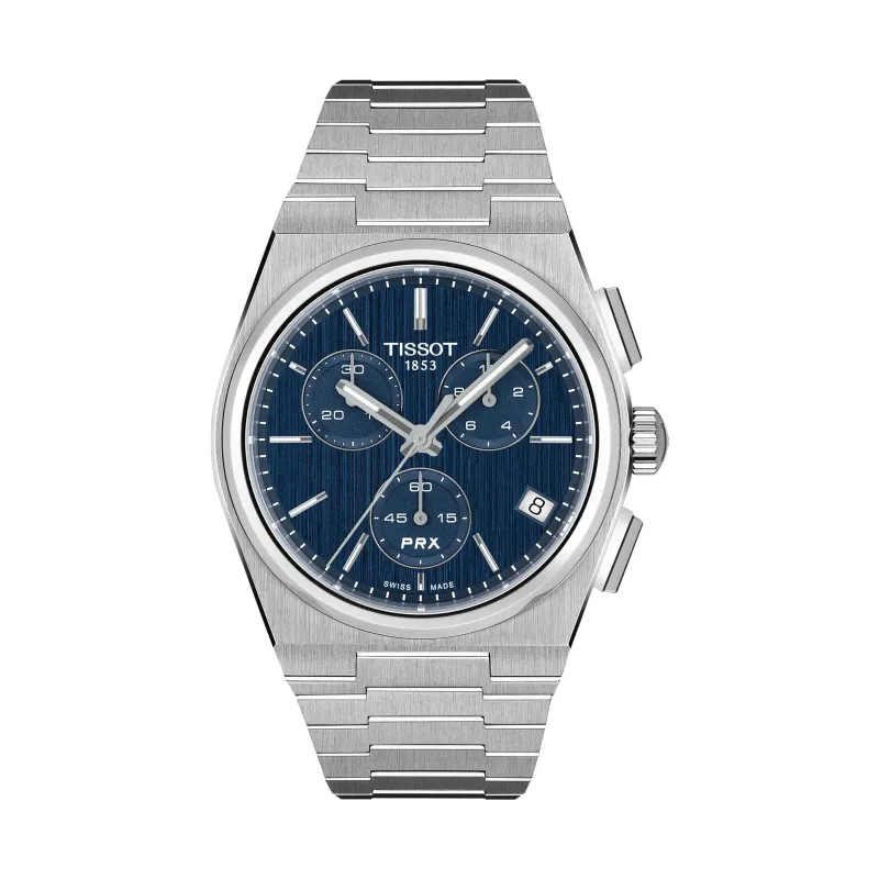Tissot PRX Chronograph Quarz 41 mm Edelstahlband Blau Herrenuhr T137.417.11.041.00
